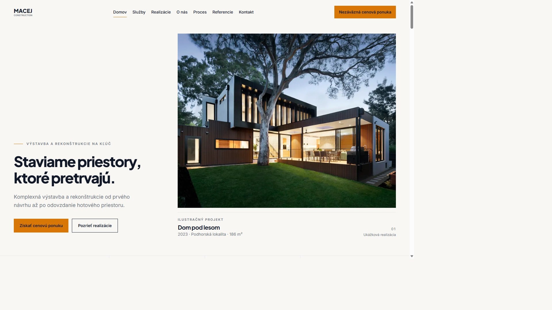 MACEJ Construction homepage